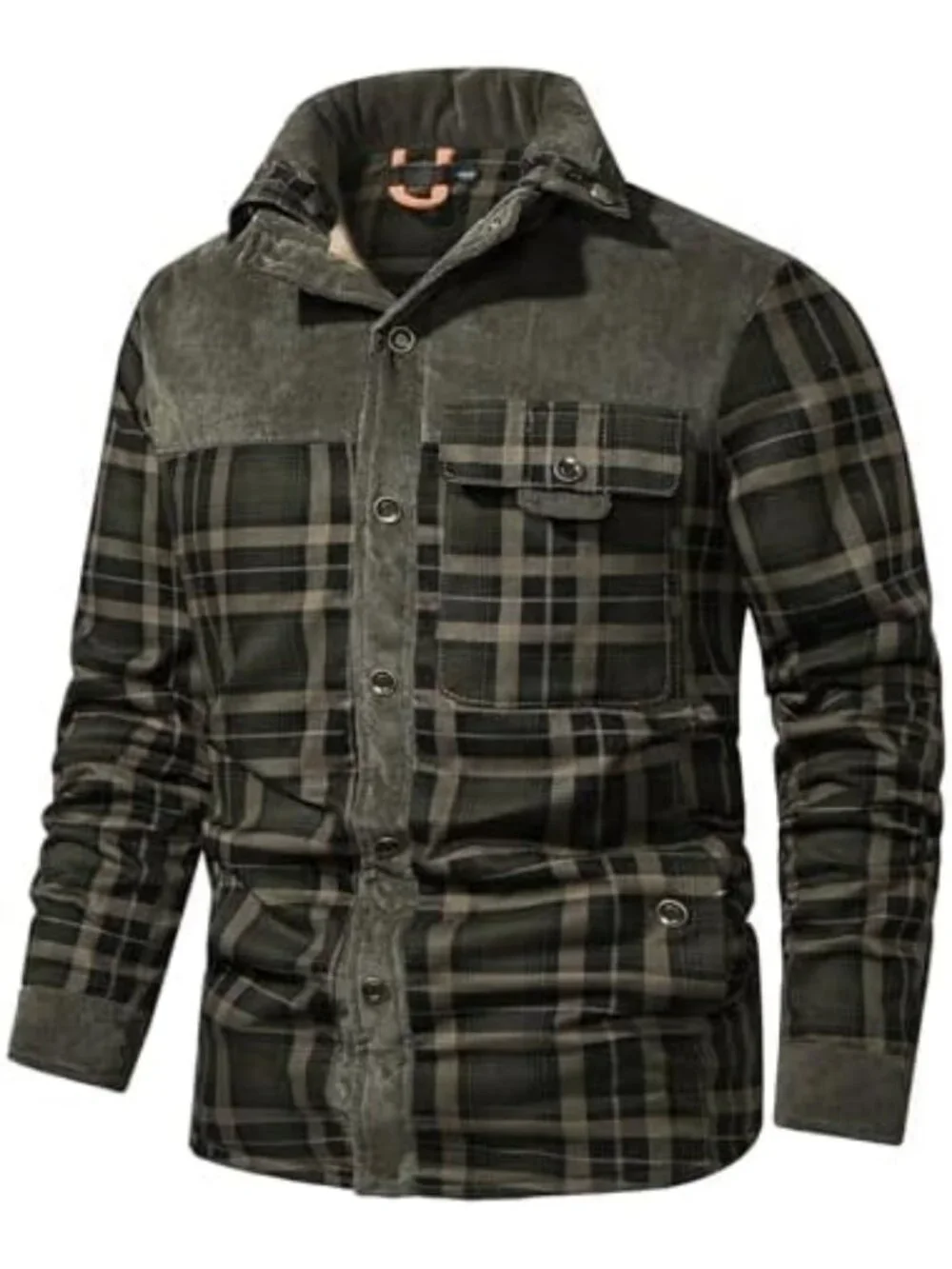 Cozy Men's Flannel Plaid Jacket - Long Sleeve Sherpa Lined Fleece Coat
